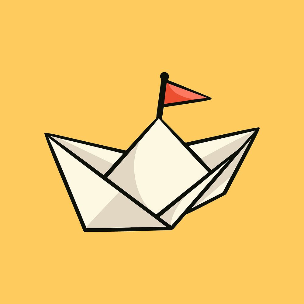 Colorful paper boat retro illustration