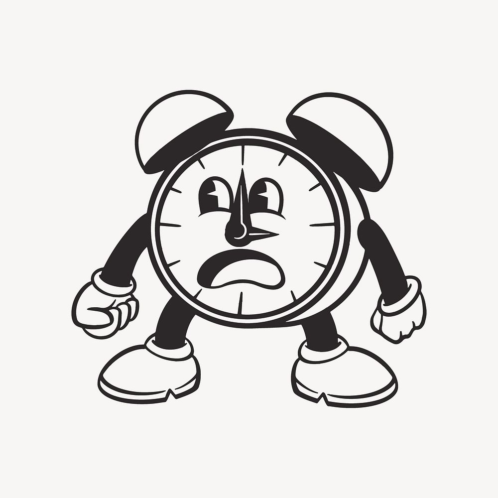 Alarm character, retro line illustration