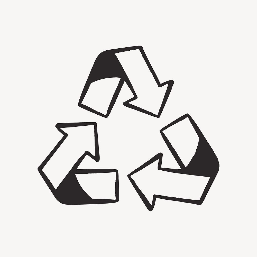 Recycling symbol retro line illustration