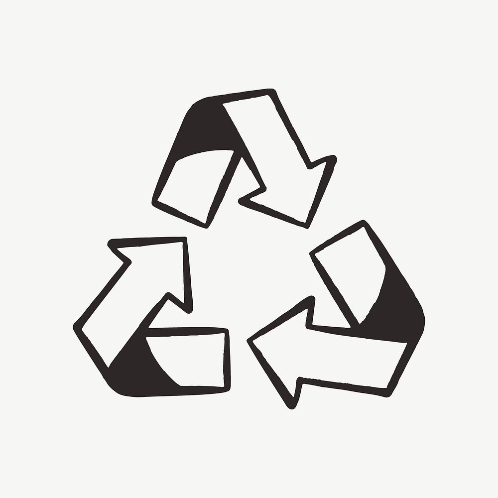 Recycling symbol retro line illustration, design element psd