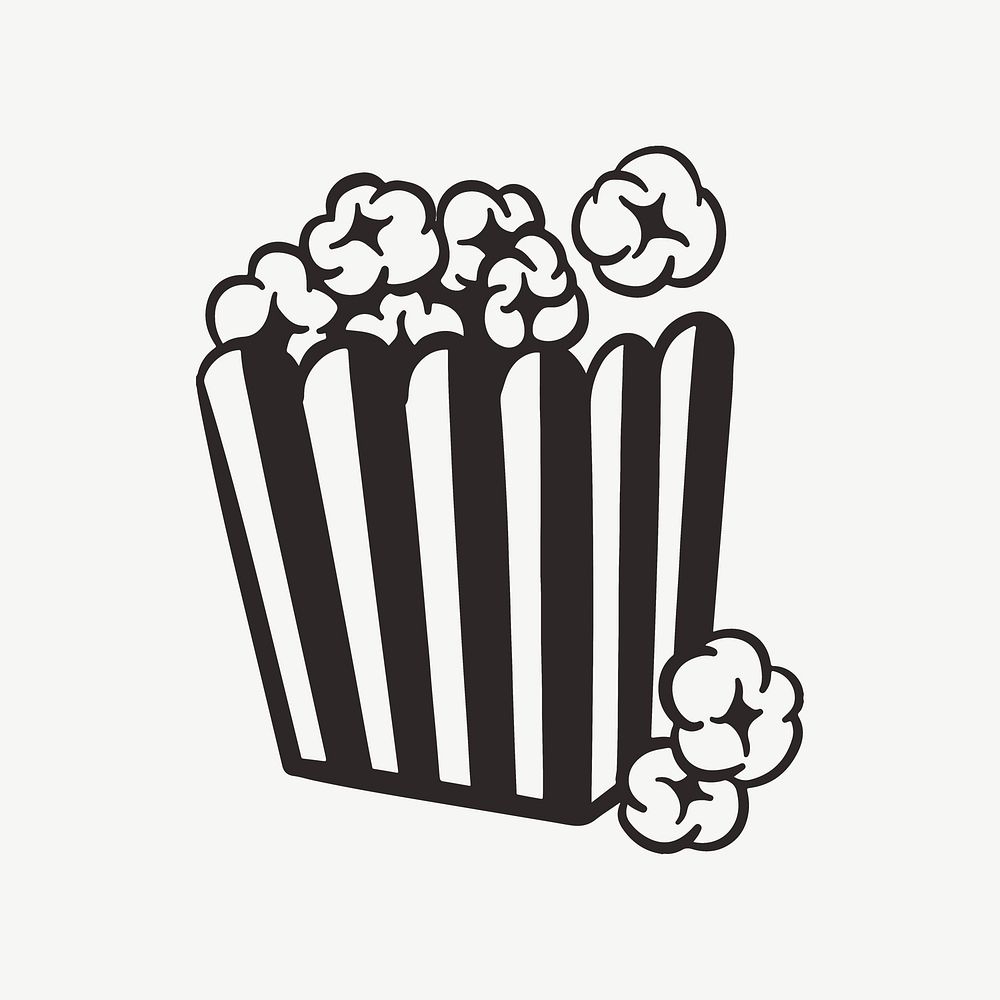 Theater popcorn retro line illustration, design element psd