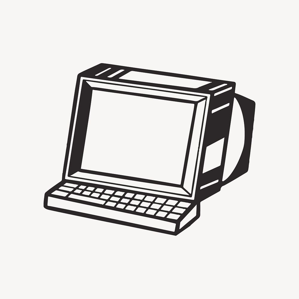 Computer desktop retro line illustration