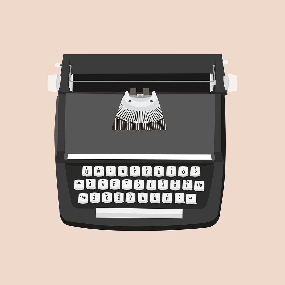 Retro black typewriter, aesthetic illustration  vector