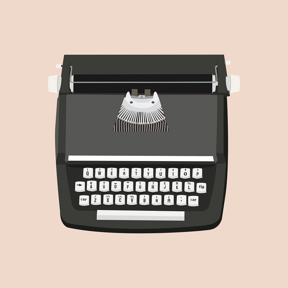 Retro black typewriter, aesthetic illustration  psd