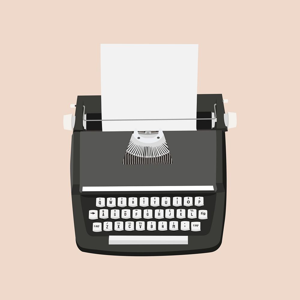 Retro black typewriter, aesthetic illustration Free PSD rawpixel