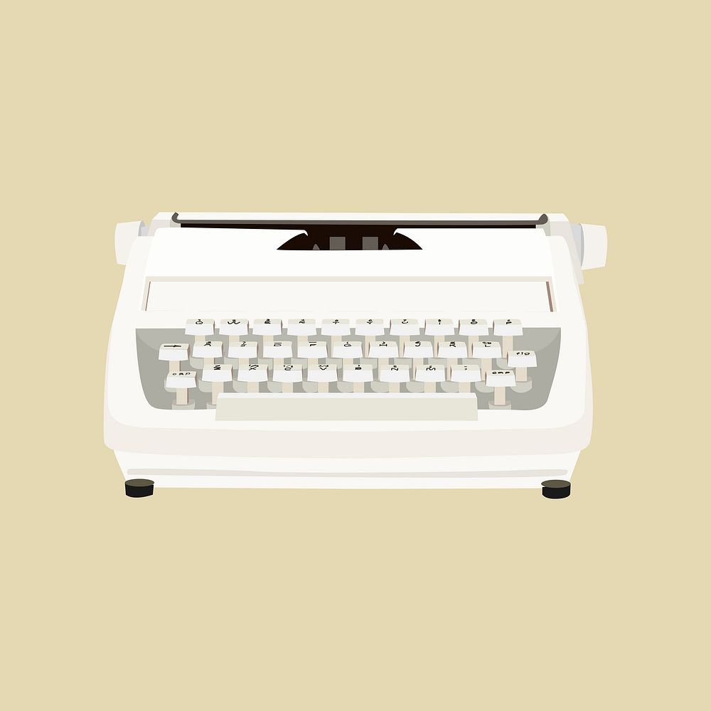 Retro white typewriter,  aesthetic illustration  vector