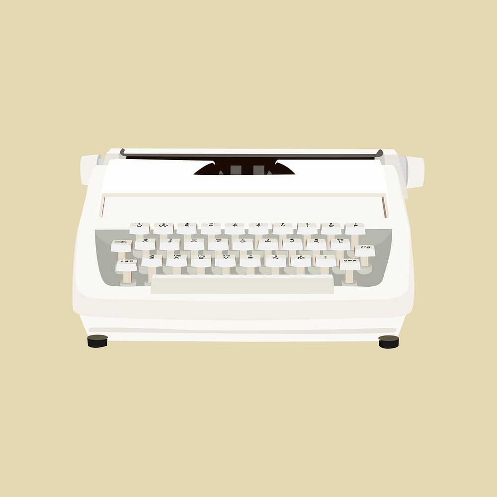 Retro white typewriter,  aesthetic illustration 