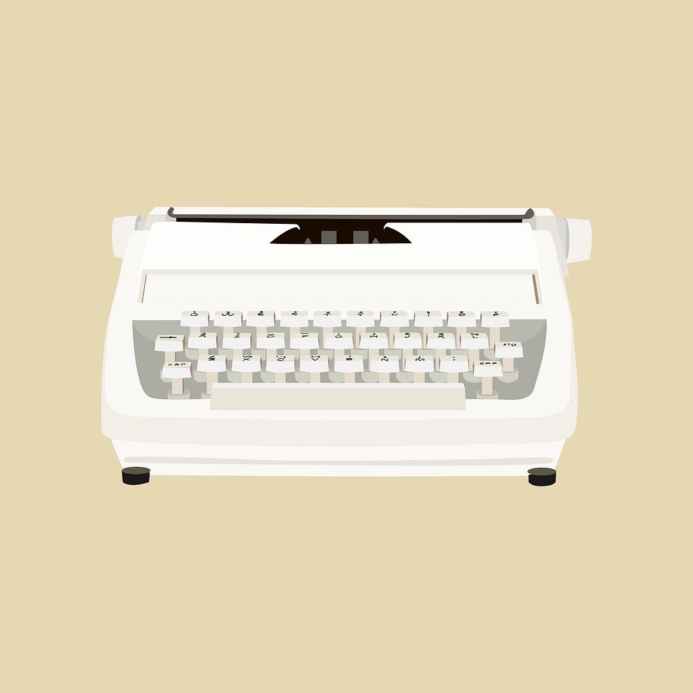 Retro white typewriter,  aesthetic illustration  psd