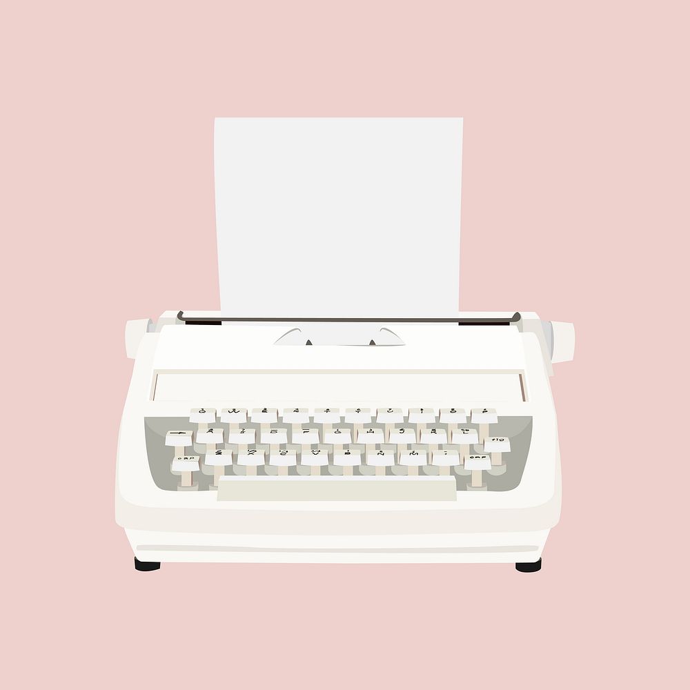 Retro white typewriter,  aesthetic illustration  vector