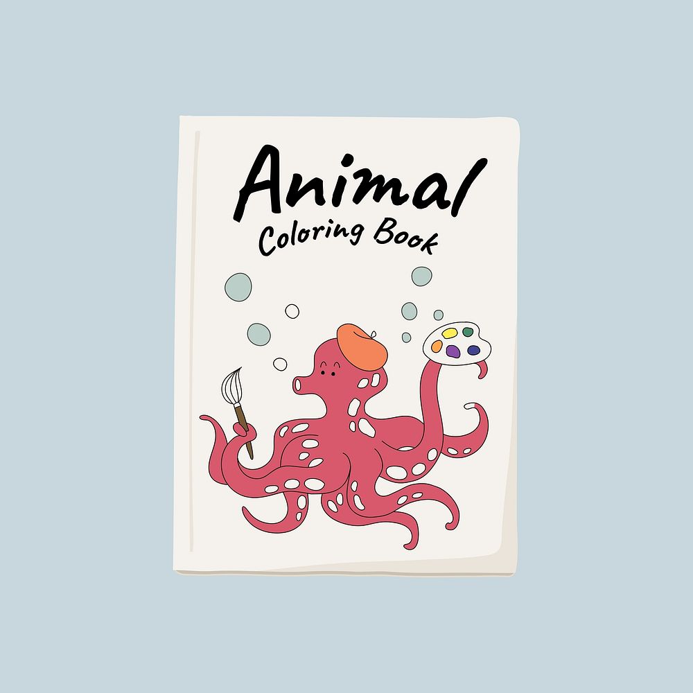 Animal coloring book, cute stationery illustration