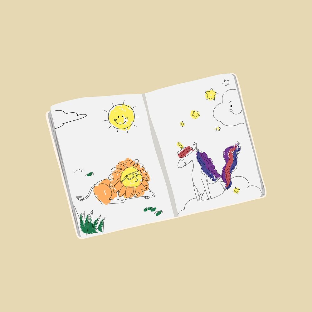 Coloring book, cute stationery illustration psd