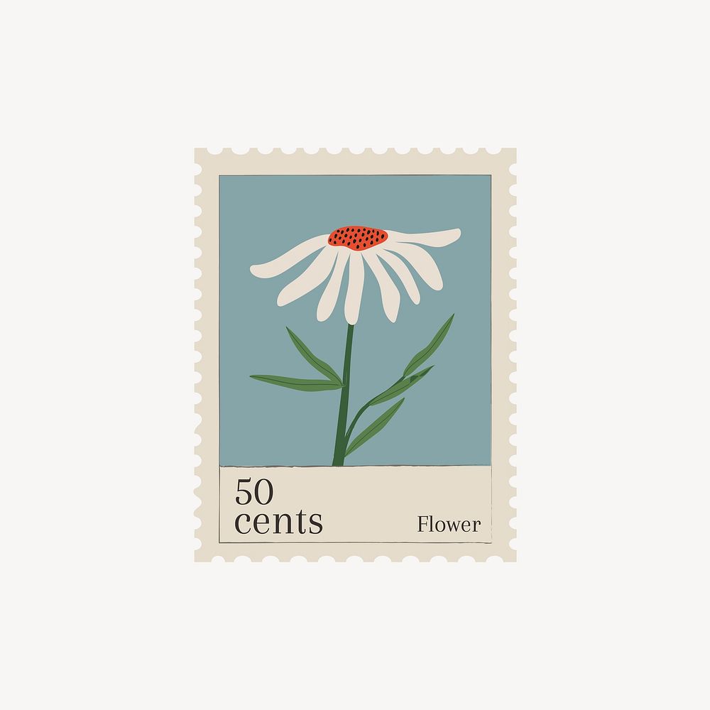 Flower postage stamp, aesthetic illustration