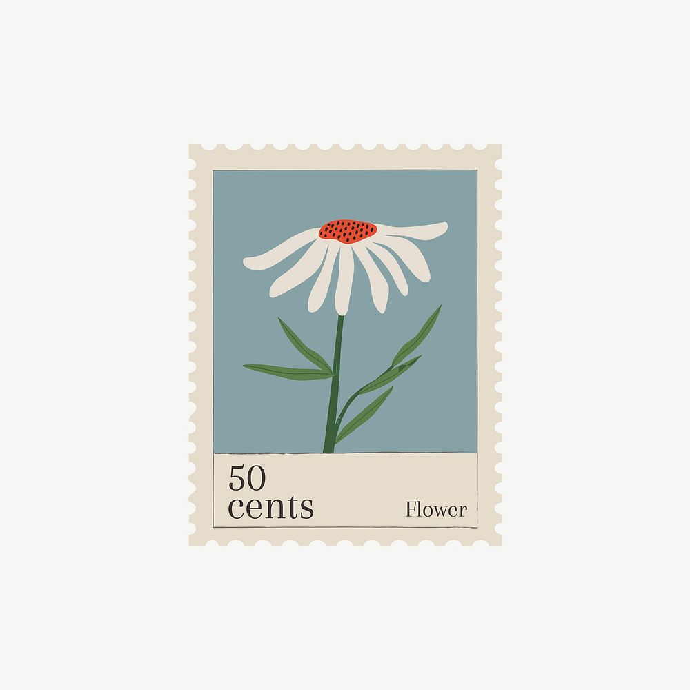 Flower postage stamp, aesthetic illustration | Free PSD - rawpixel