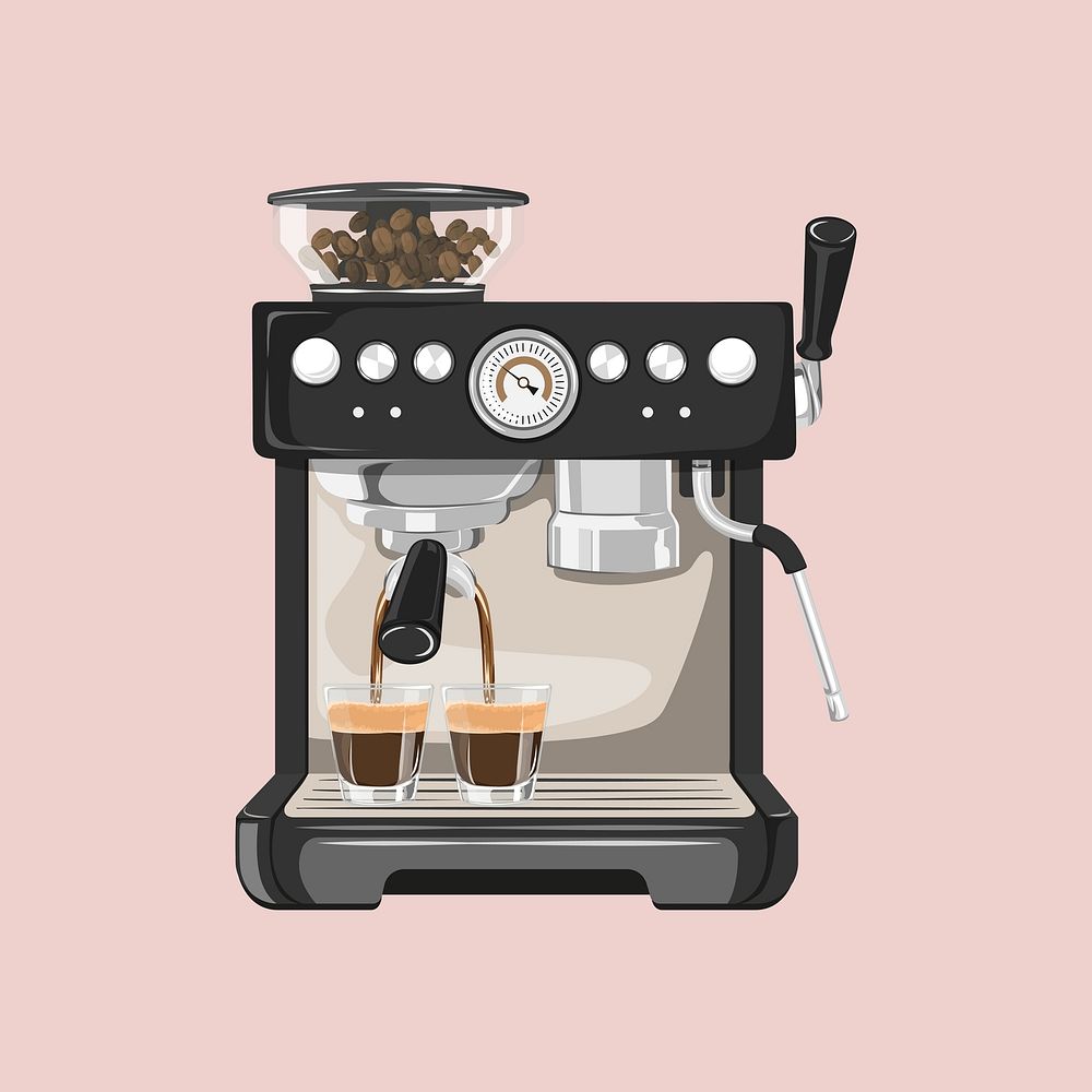 Coffee maker, cute machine illustration