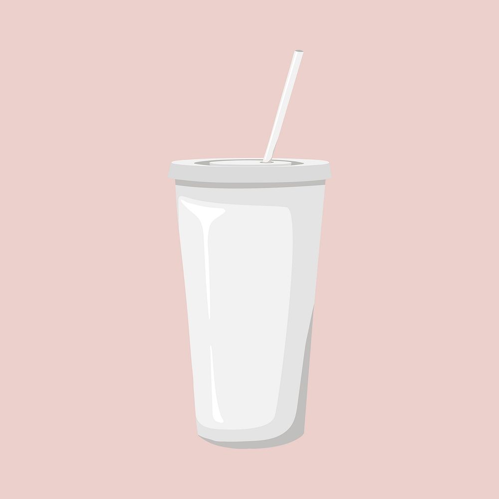 White paper cup, beverage packaging illustration psd