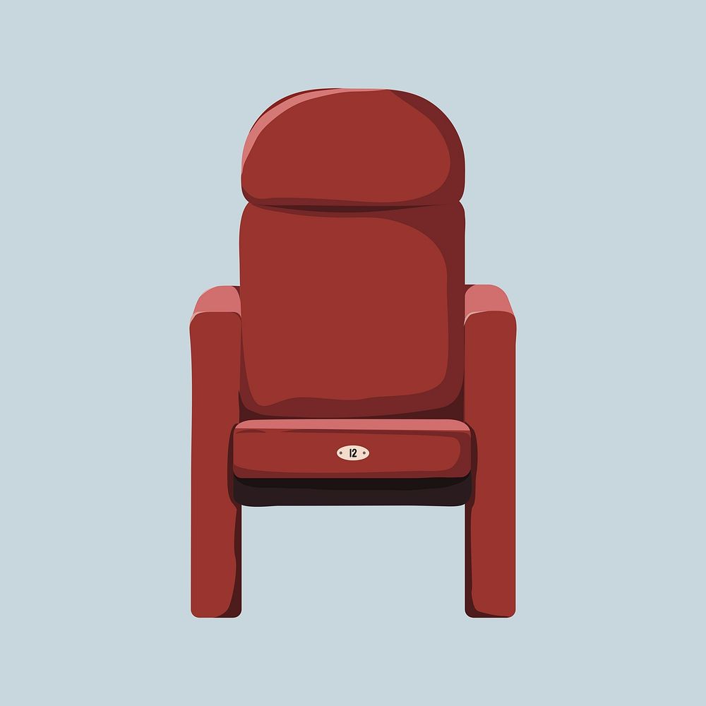 Red cinema seat, entertainment illustration psd