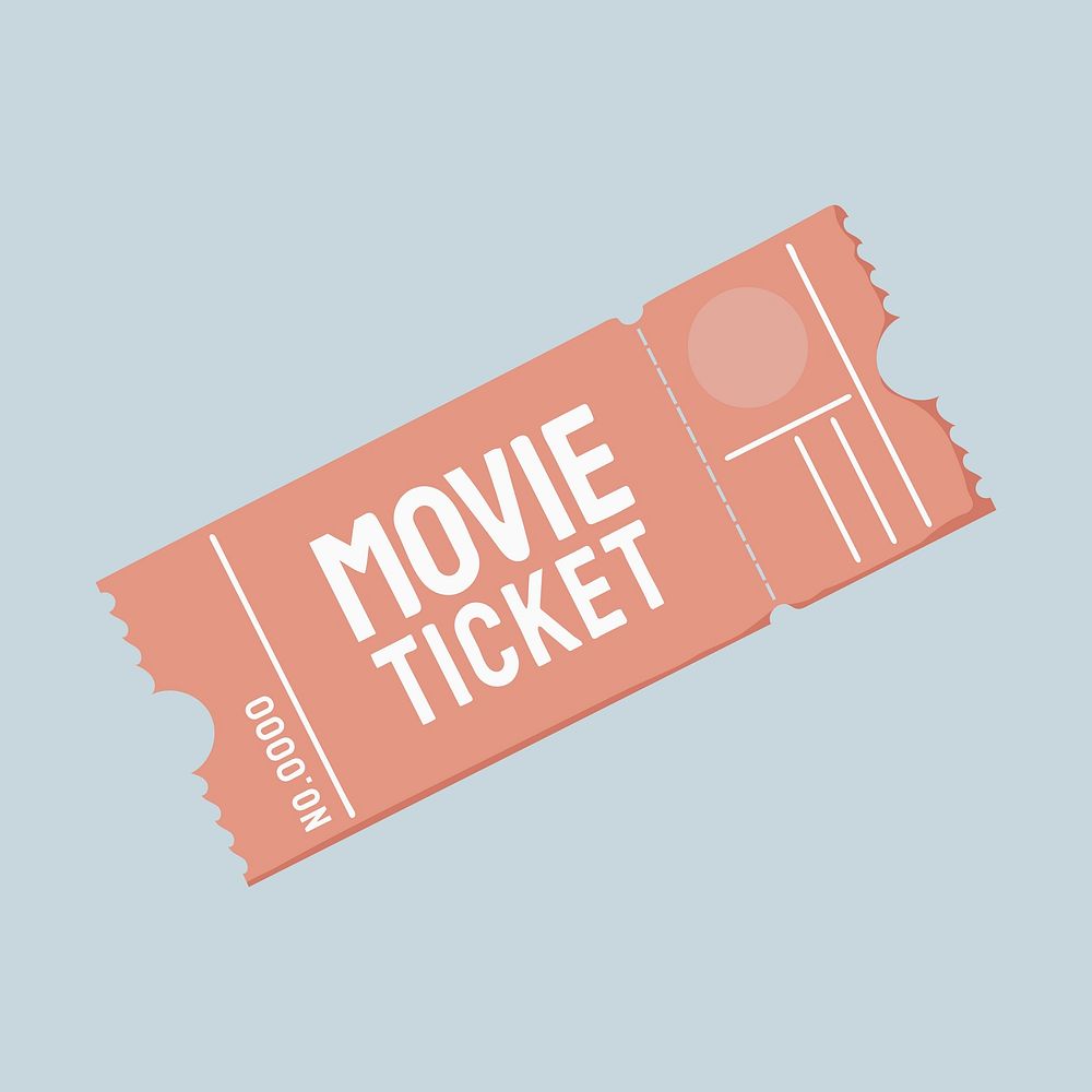 Pink movie ticket, aesthetic illustration vector