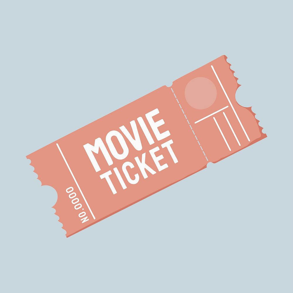 Pink movie ticket, aesthetic illustration psd