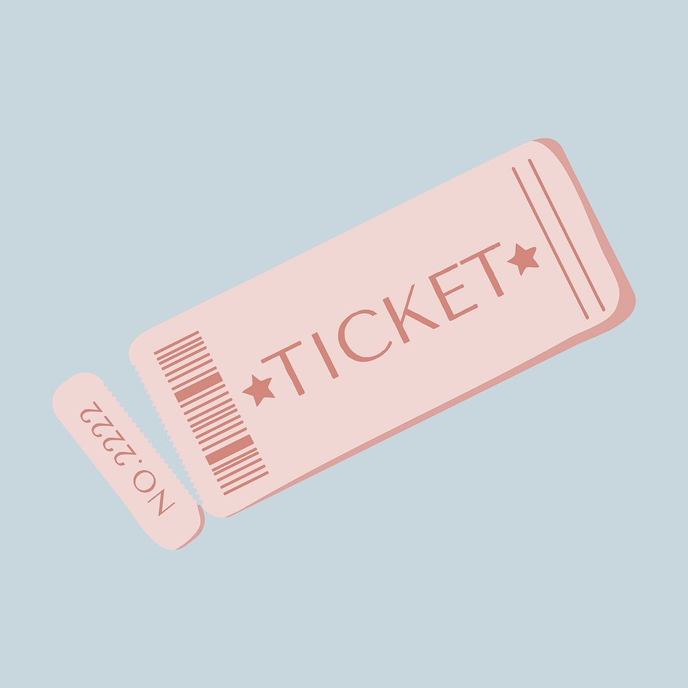 Pink ticket, movie night illustration psd