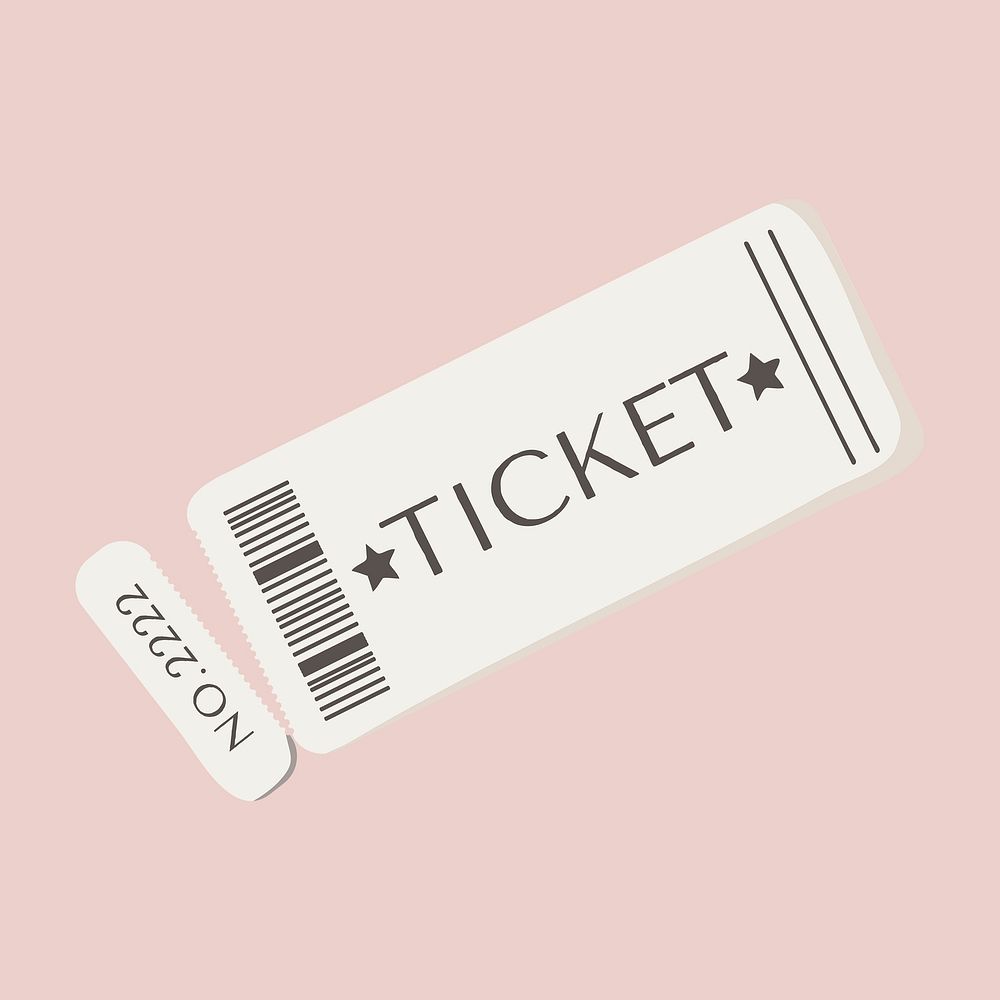 Cute concert ticket, paper illustration psd