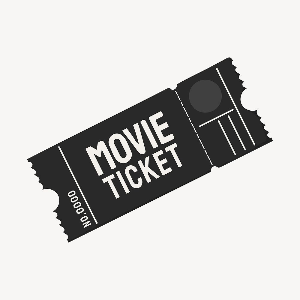 Black movie ticket, aesthetic illustration vector