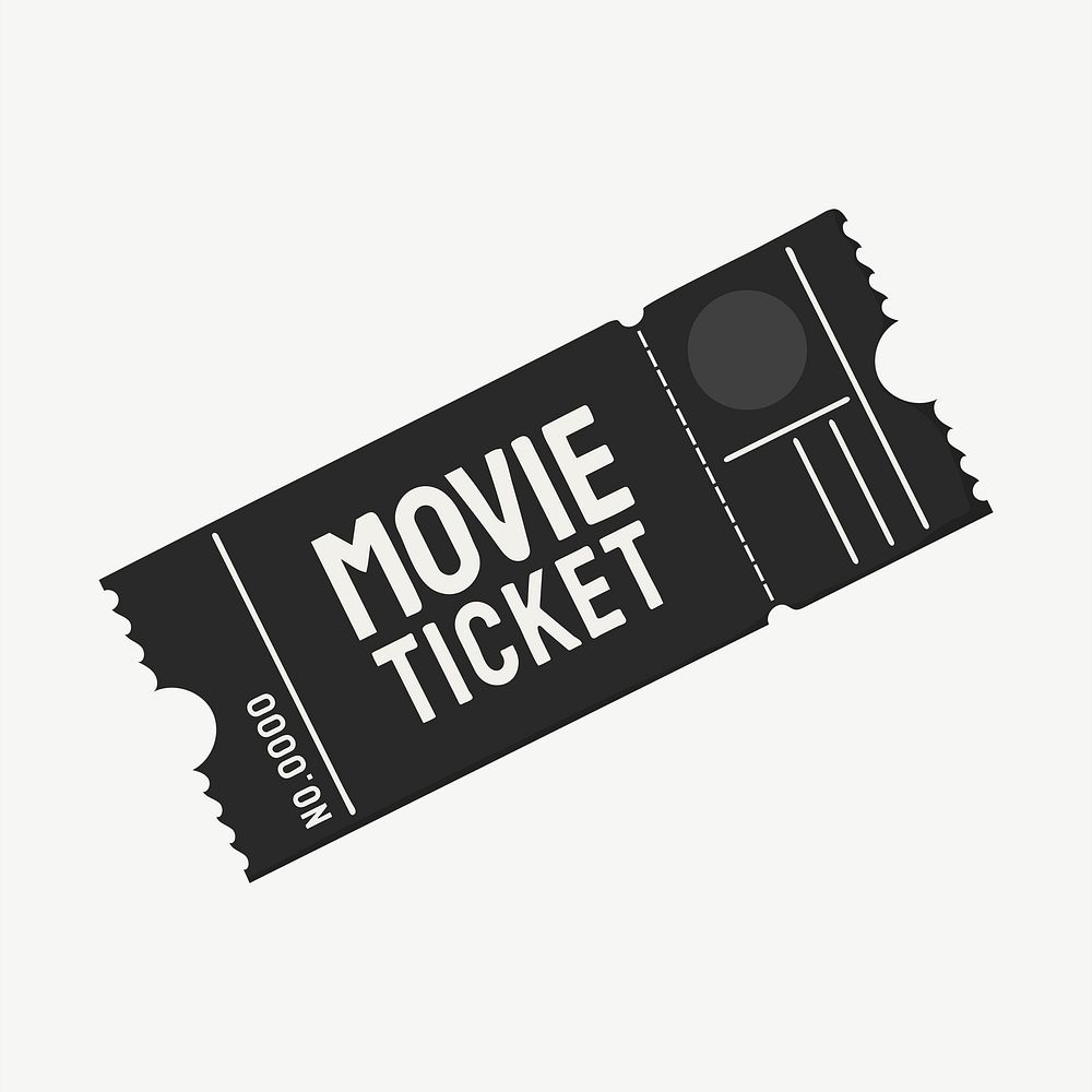 Black movie ticket, aesthetic illustration psd