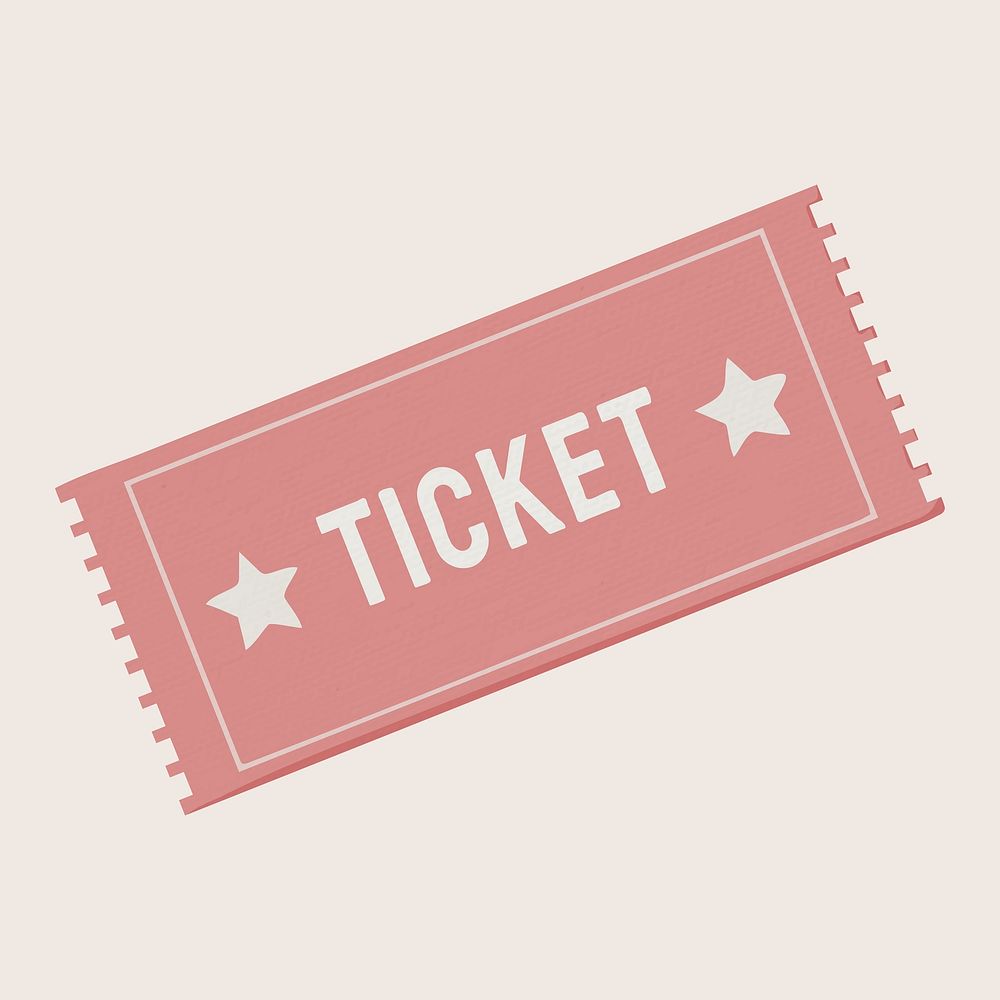 Pink concert ticket, aesthetic illustration