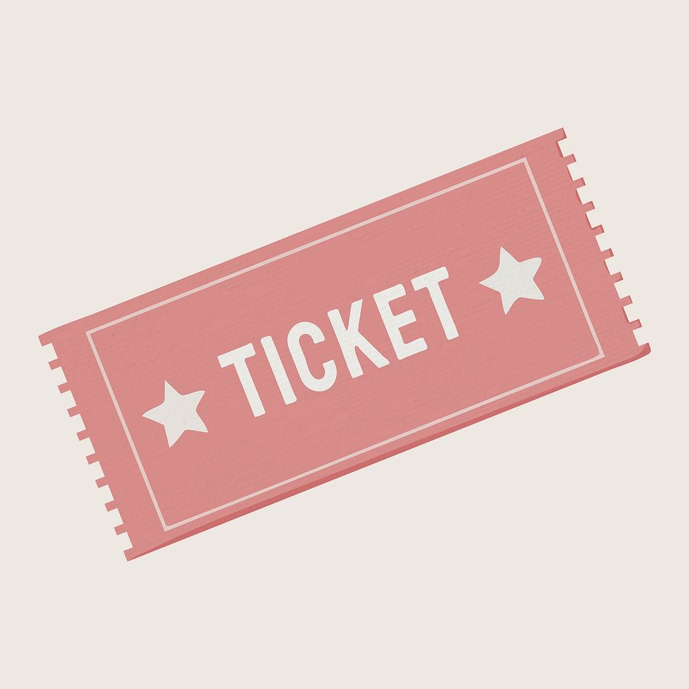 Pink concert ticket, aesthetic illustration psd