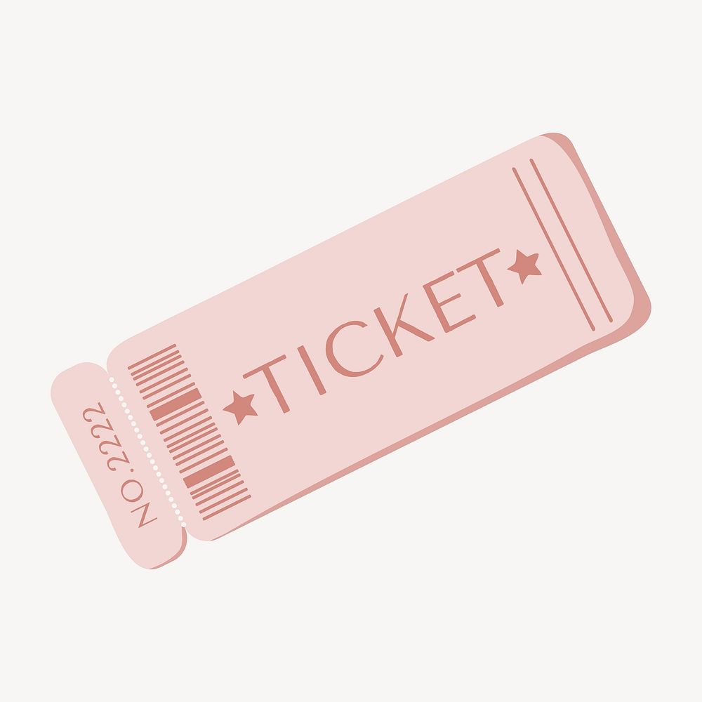 Pink ticket, movie night illustration vector