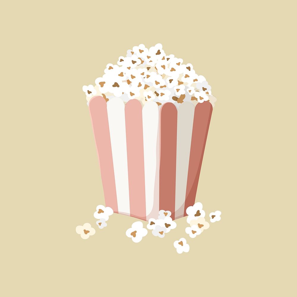 Movie theater popcorn, snack illustration vector