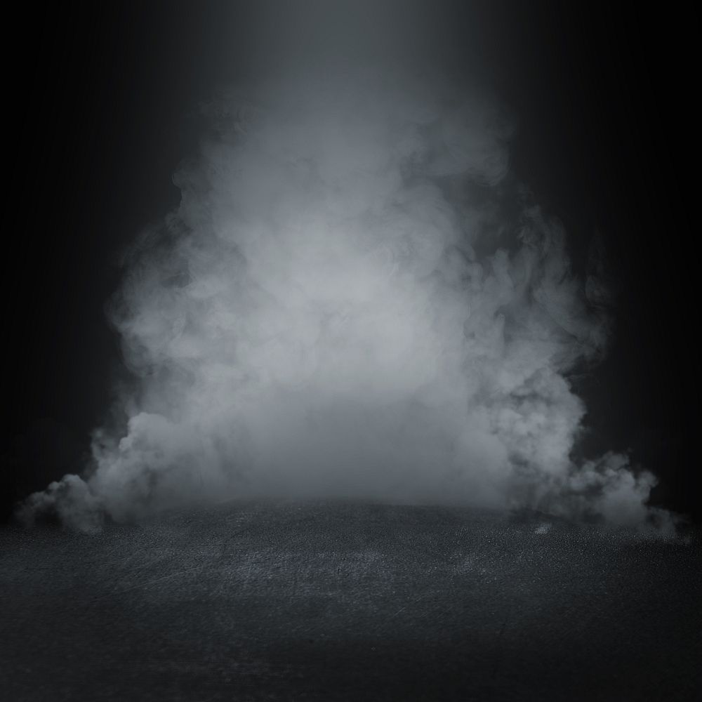 White smoke, black background