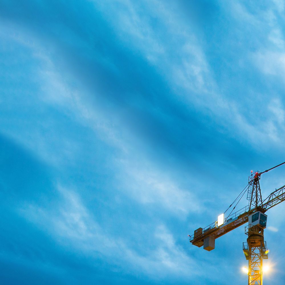 Construction tower, blue background