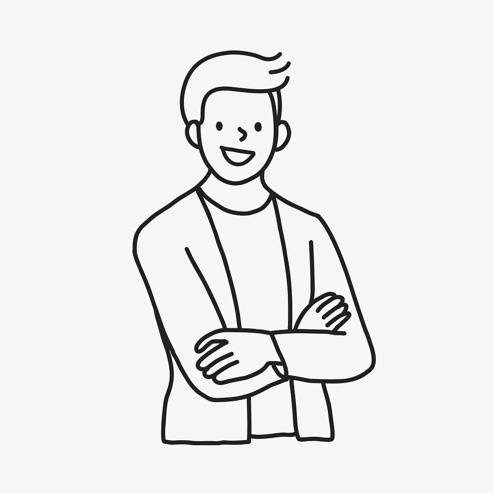 Casual confident businessman portrait flat line vector