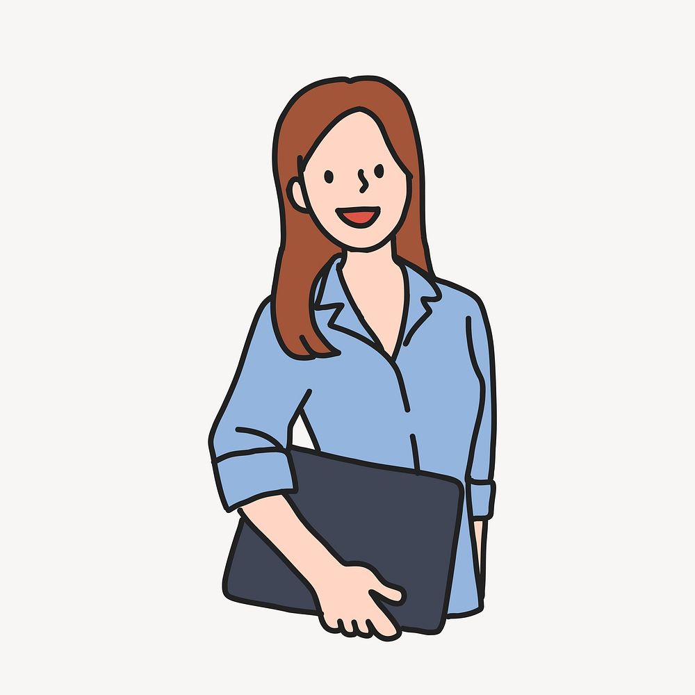 Female office worker holding file vector