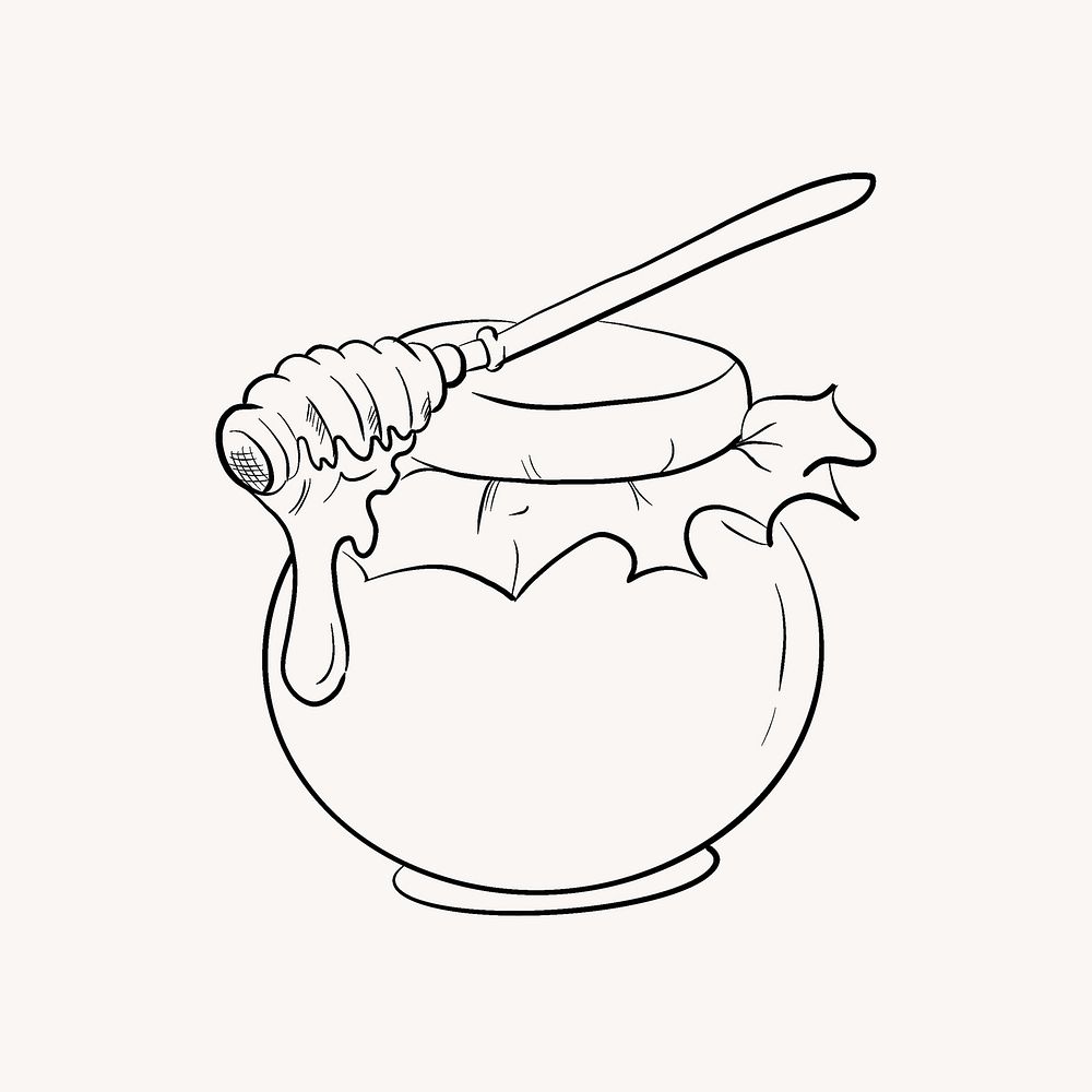 Honey jar line art illustration