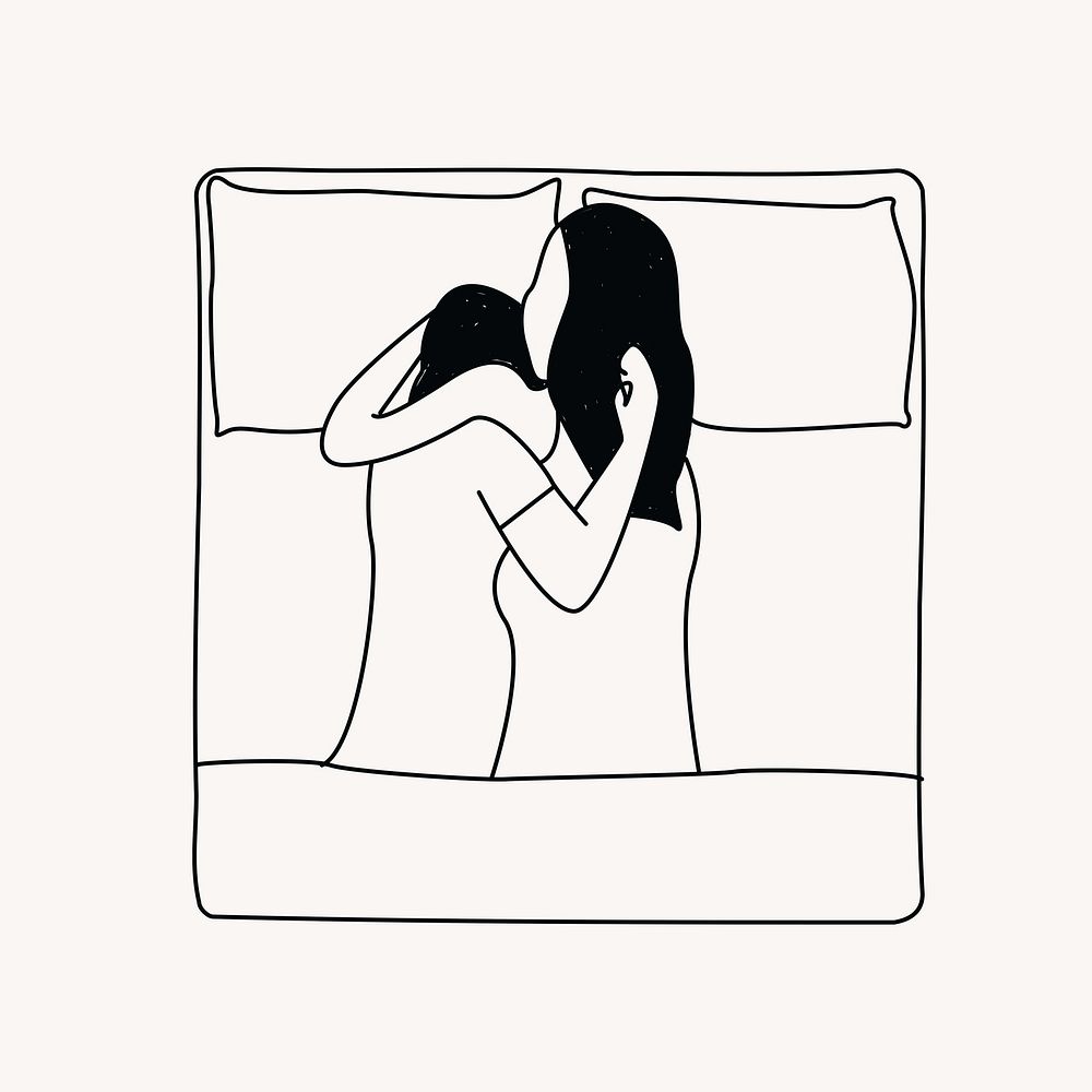 Sleeping couple line art illustration