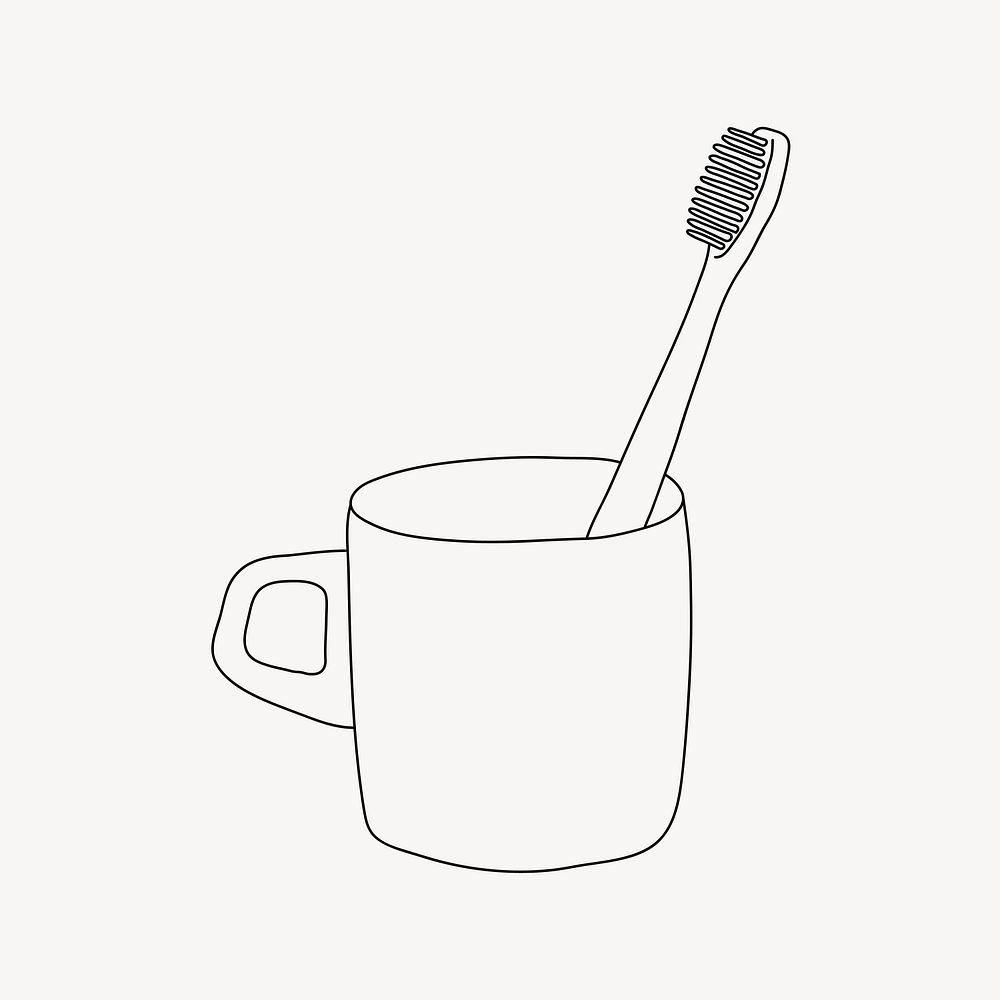 Toothbrush cup line art illustration vector