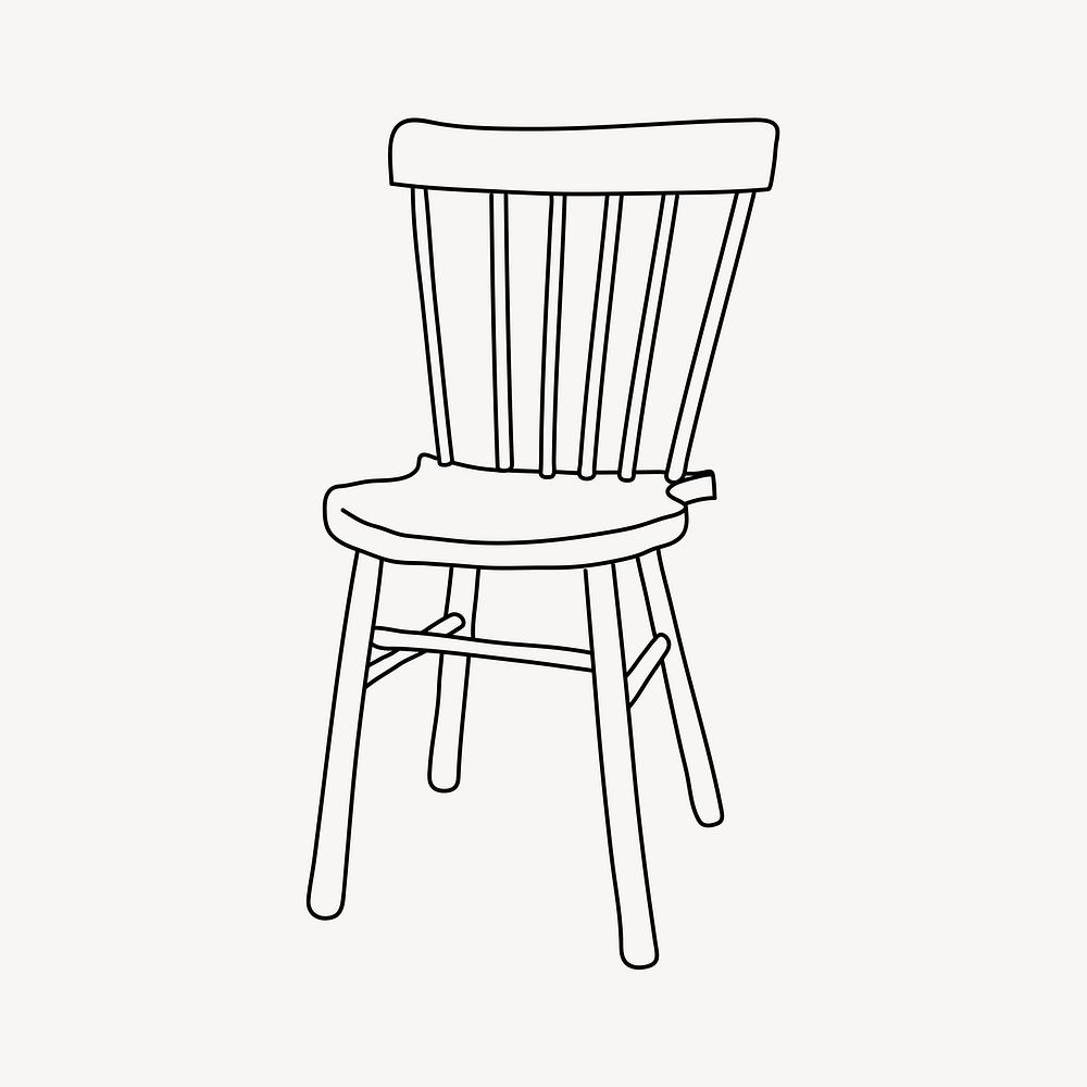 Ladderback chair, furniture line art illustration vector
