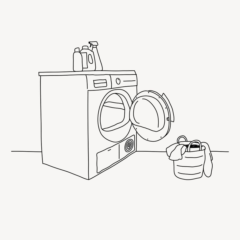 Washing machine line art illustration vector