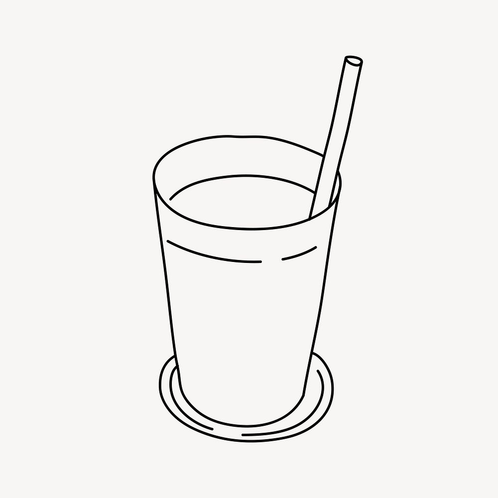 Glass of water line art illustration vector