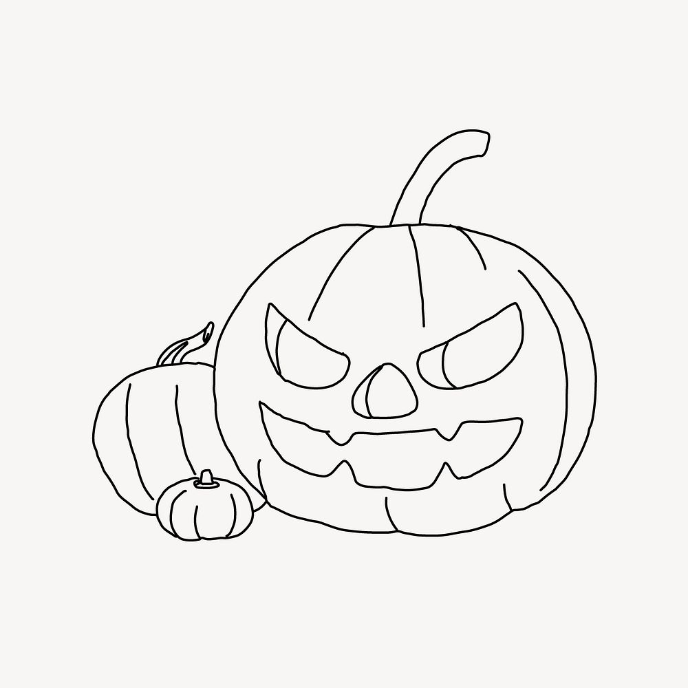 Halloween pumpkin line art vector