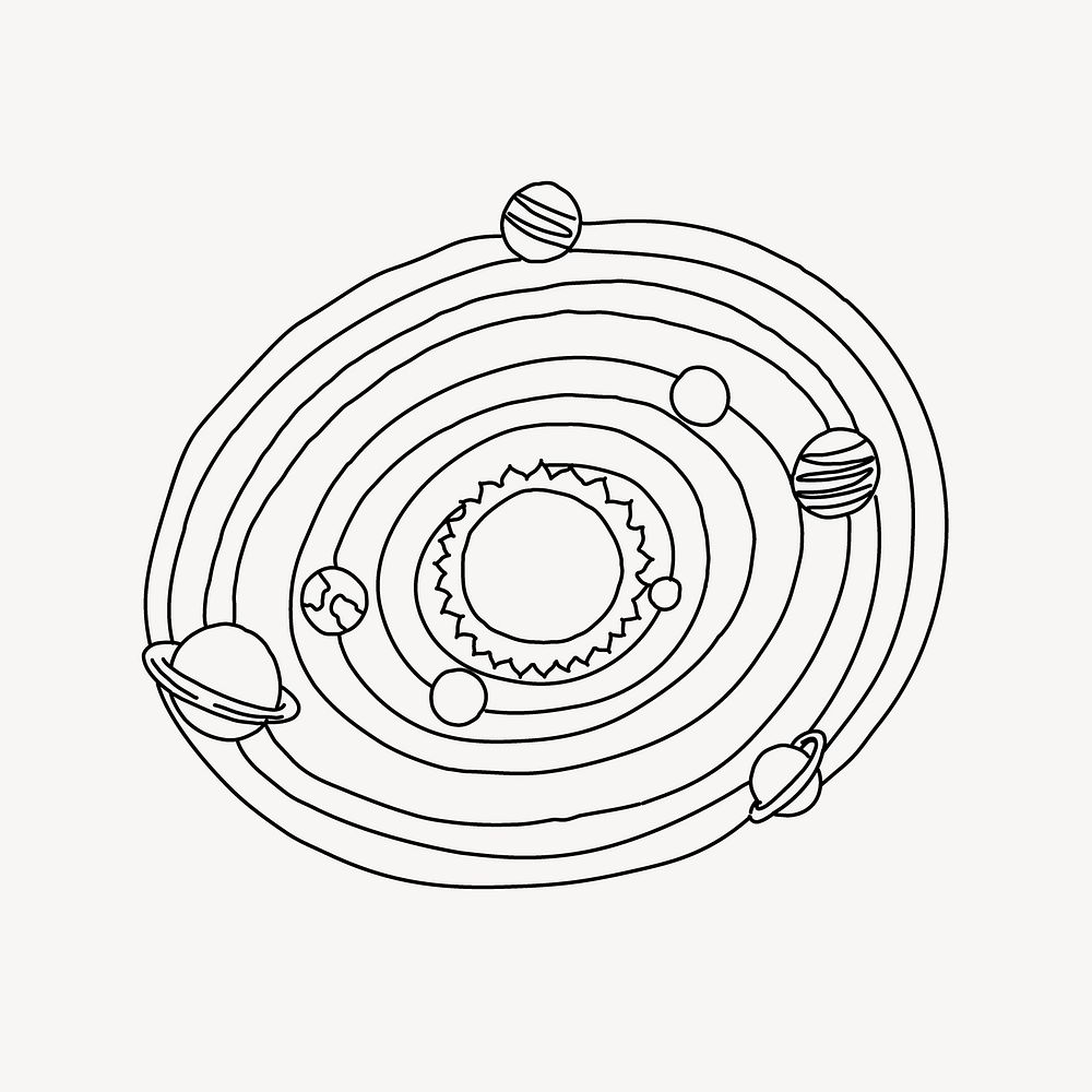 Solar system line art vector