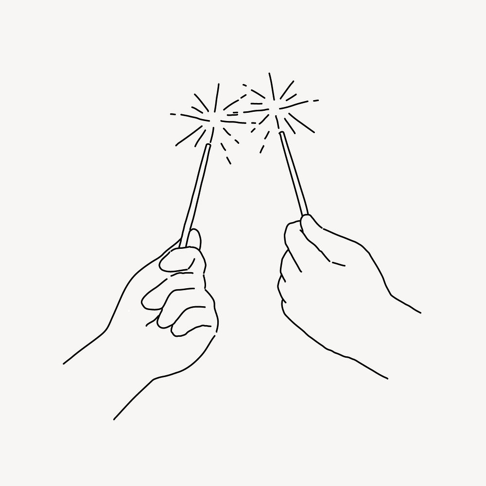 Sparklers line art vector