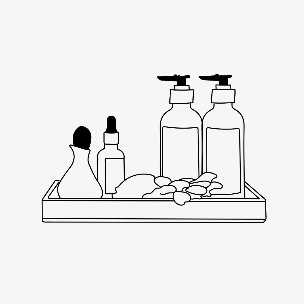 Bathroom amenities line art illustration vector