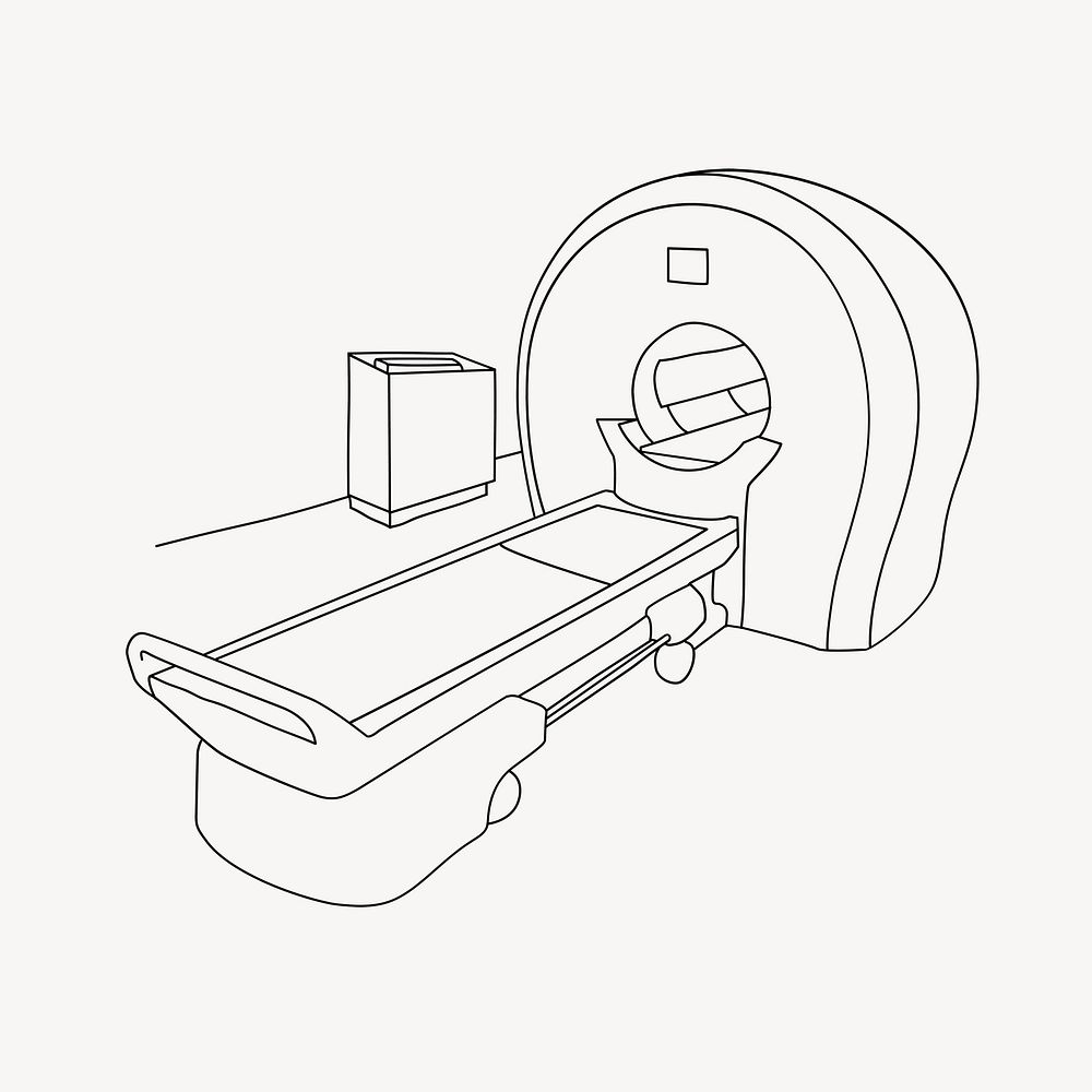 Medical MRI scanner line art illustration