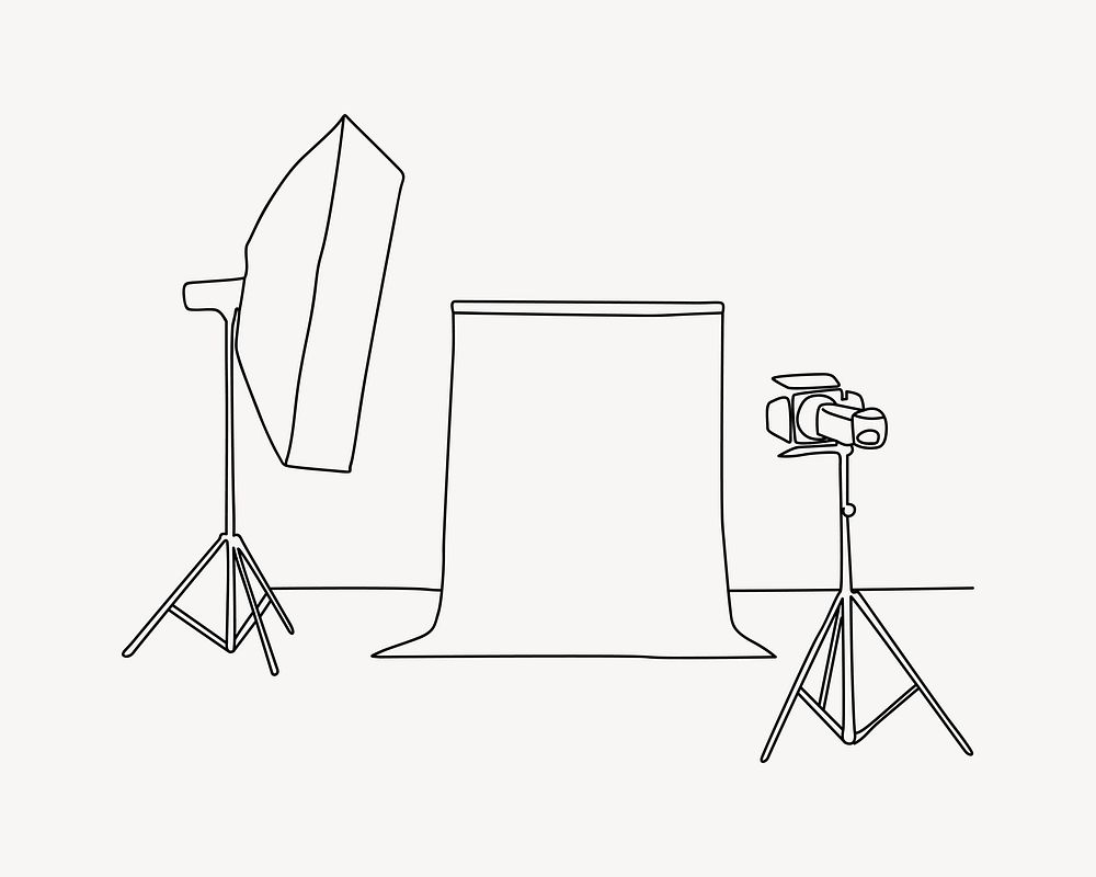 Photography studio line art illustration vector