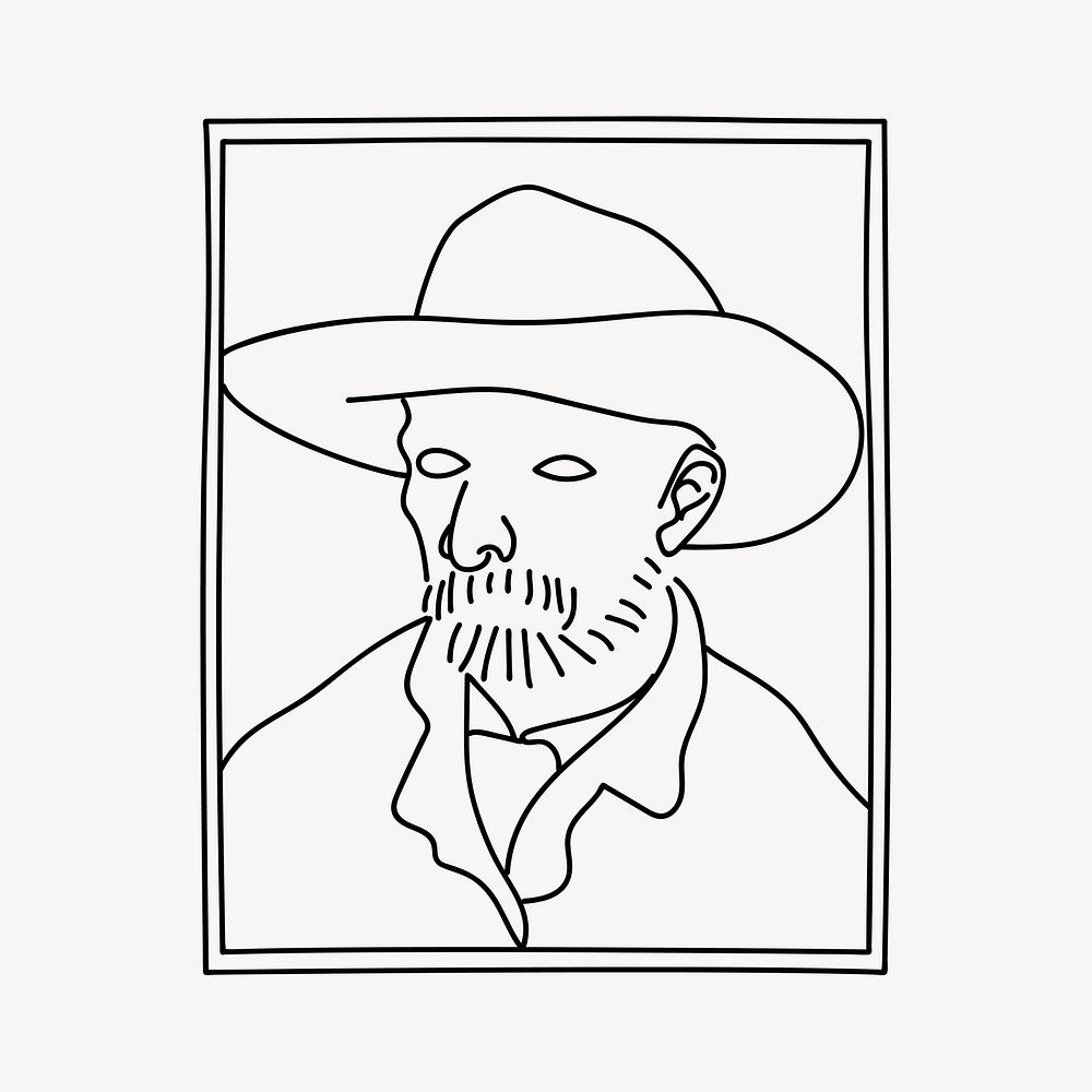 Man portrait line art illustration vector