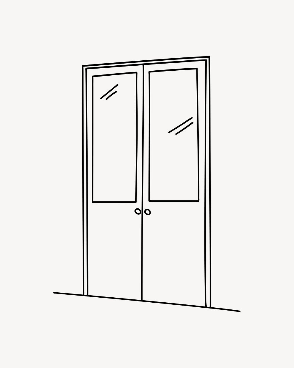 Entry door, interior line art illustration vector