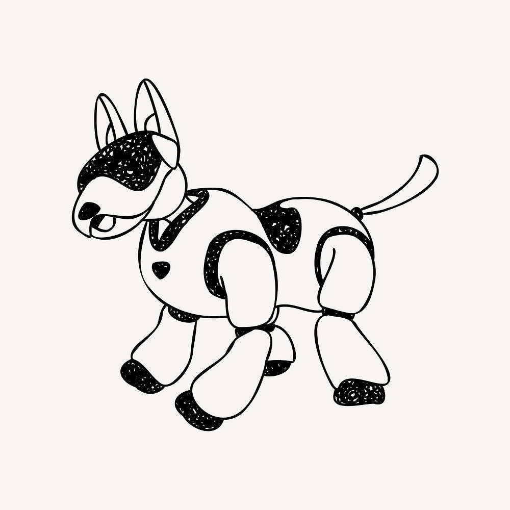 Robotic dog, technology line art illustration vector