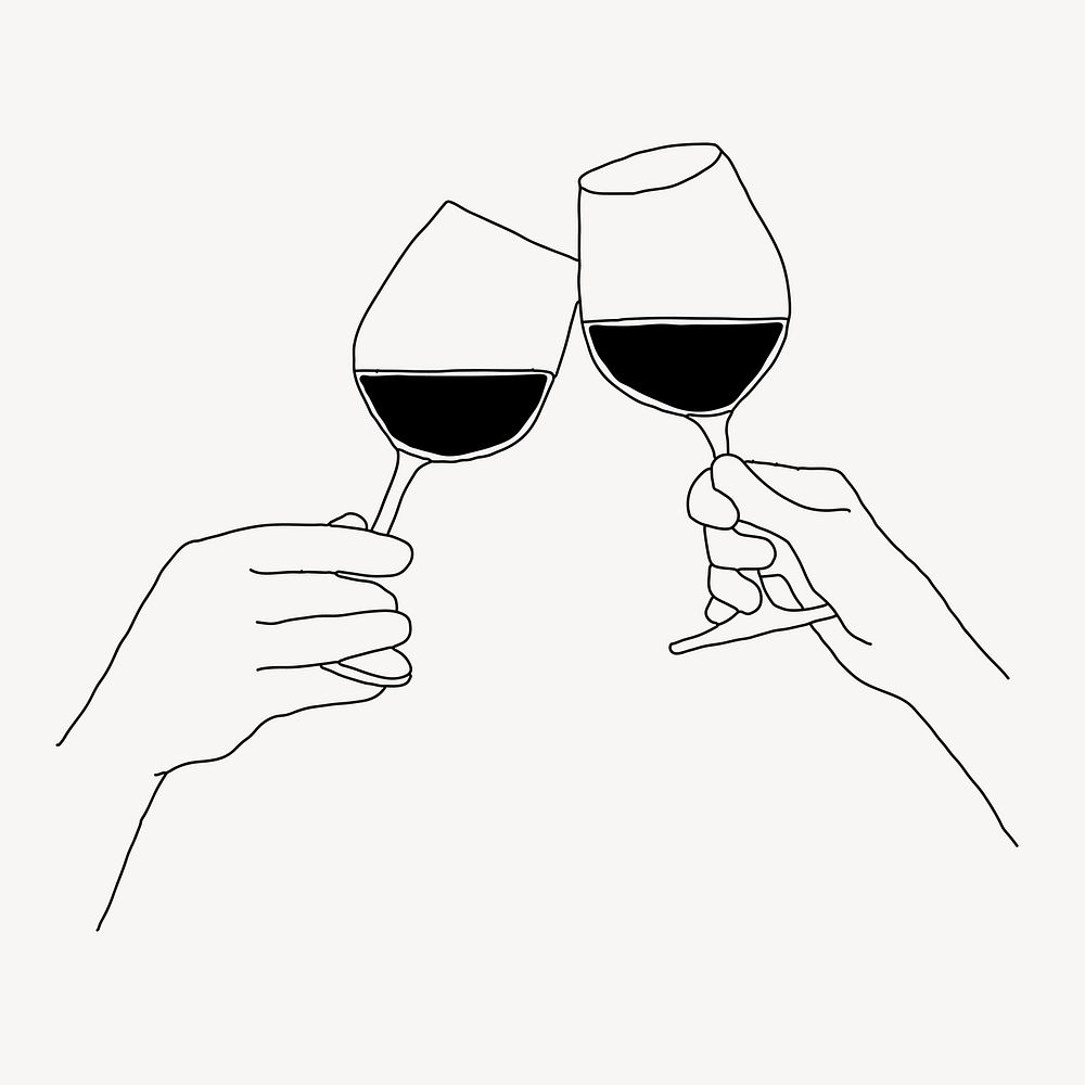 Clinking wine glasses line art | Premium Vector - rawpixel